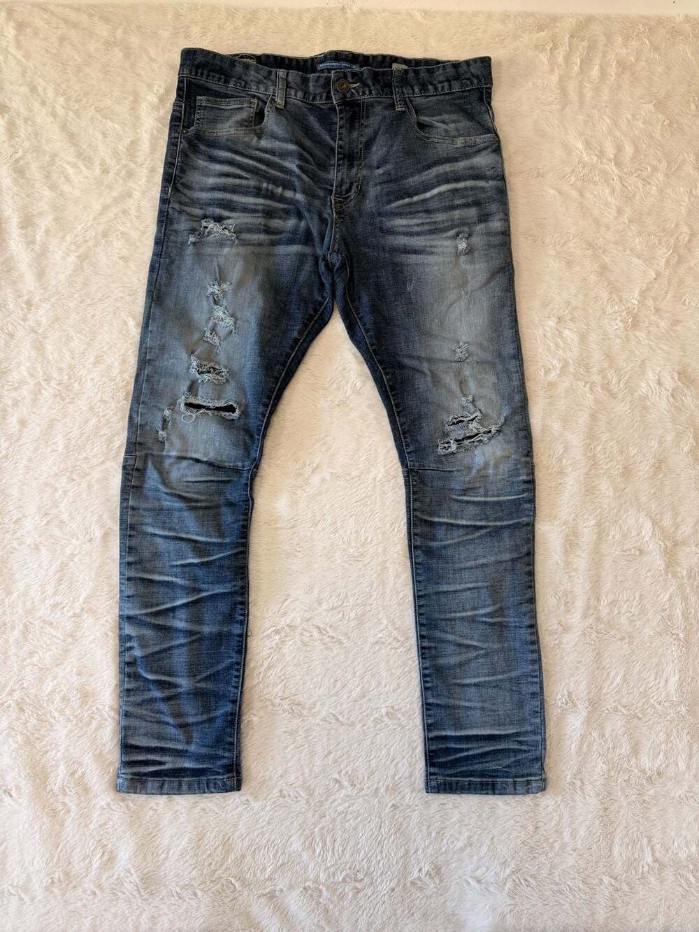 Smoke Rise Men's Distressed Slim Stretch Jeans Size 36x29